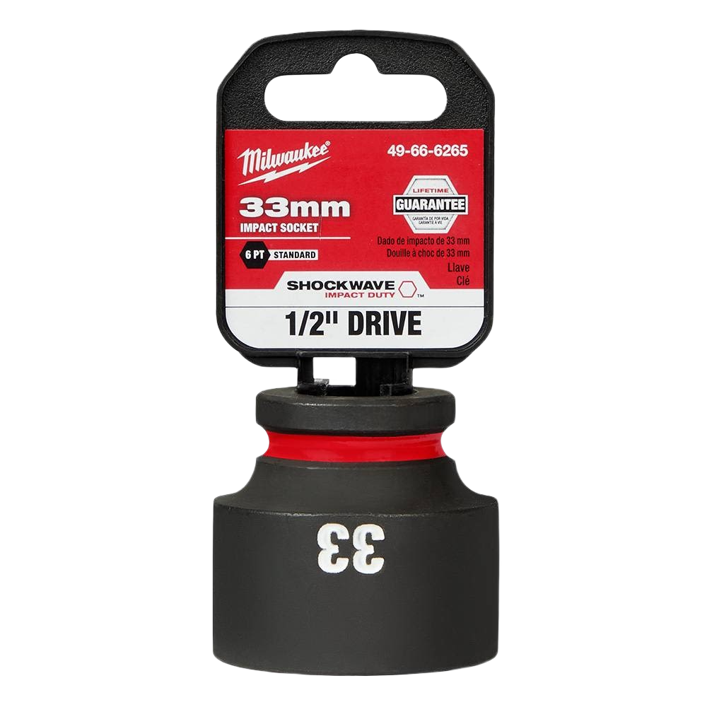 33mm impact socket with 6-point design, part of Milwaukee hand tools for woodworking and home improvement collections under $50