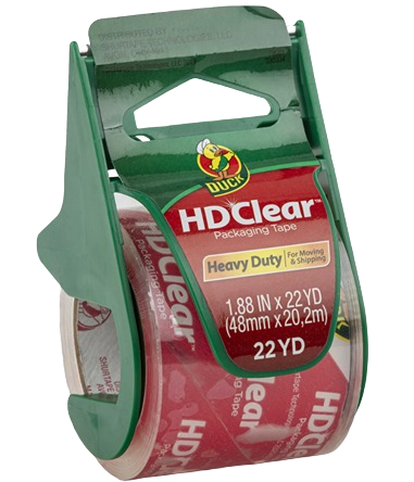 Clear heavy duty packing tape with green dispenser for office and packing supplies under 50 dollars