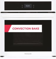 White electric wall oven with fan convection mode and digital touch control panel from kitchen appliances collection