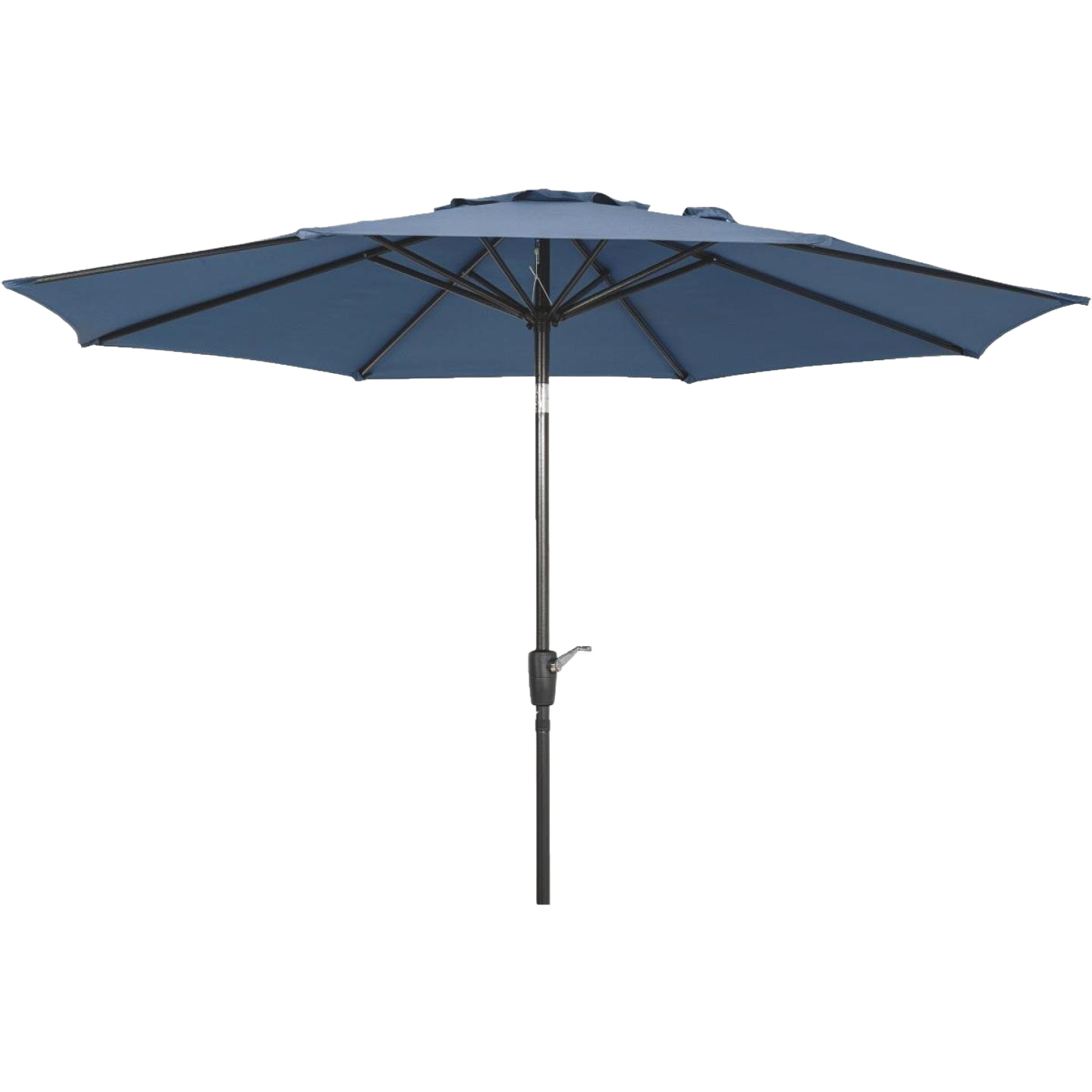 Heather blue aluminum outdoor patio umbrella with tilt and crank mechanism for shade and home improvement use