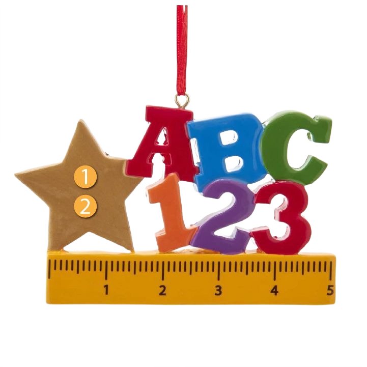 Colorful ABC 123 and star ornament with ruler design for Christmas tree decorations under $50 collections