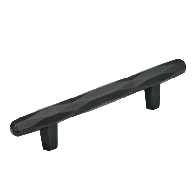 Black bronze geometric cabinet pull with faceted design for furniture and hardware home improvement projects