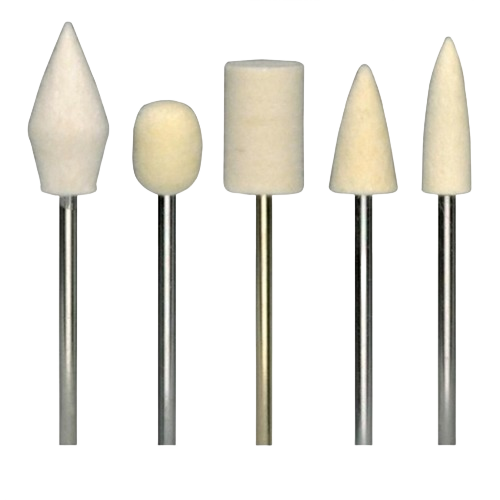 Set of five felt polishing bobs with 3/32 inch shank for rotary tool accessories in home improvement collections
