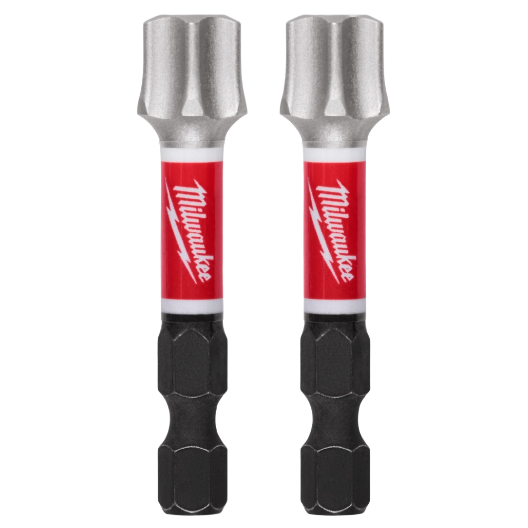 Pair of Milwaukee impact-rated 2-inch T55 bits with shock-absorbing shanks for power tool accessories under $50