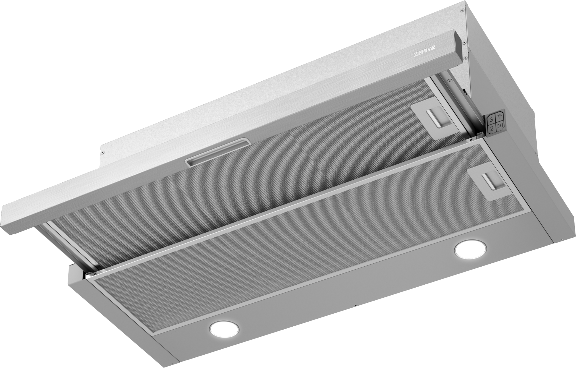 Stainless steel under cabinet vent hood with built-in LED lights and high airflow for home improvement projects