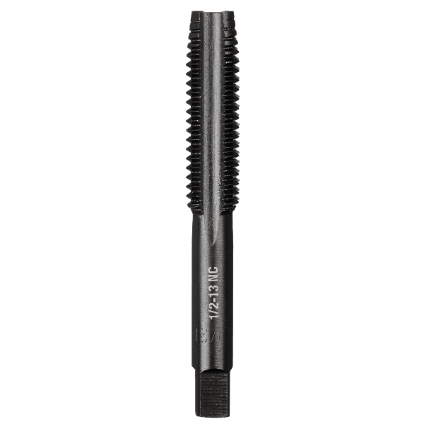 Black steel straight flute plug tap with 1/2"-13 NC threading for power tool accessories and home improvement under $50 collection