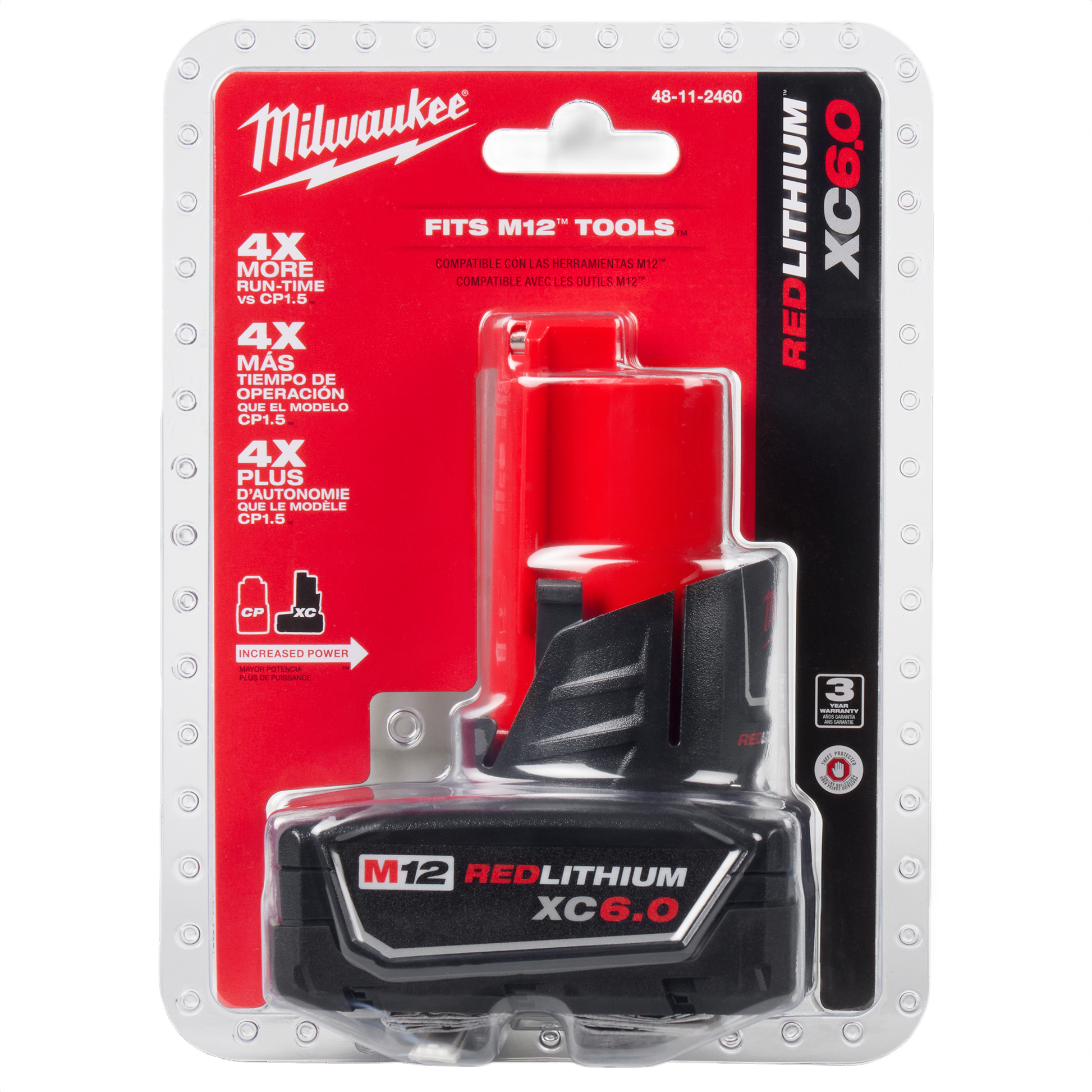 Red and black rechargeable battery pack designed for cordless tool power and extended runtime in home improvement projects