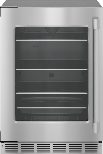 Professional under counter refrigerator with glass door, stainless steel finish, left hinge, in kitchen appliances collection