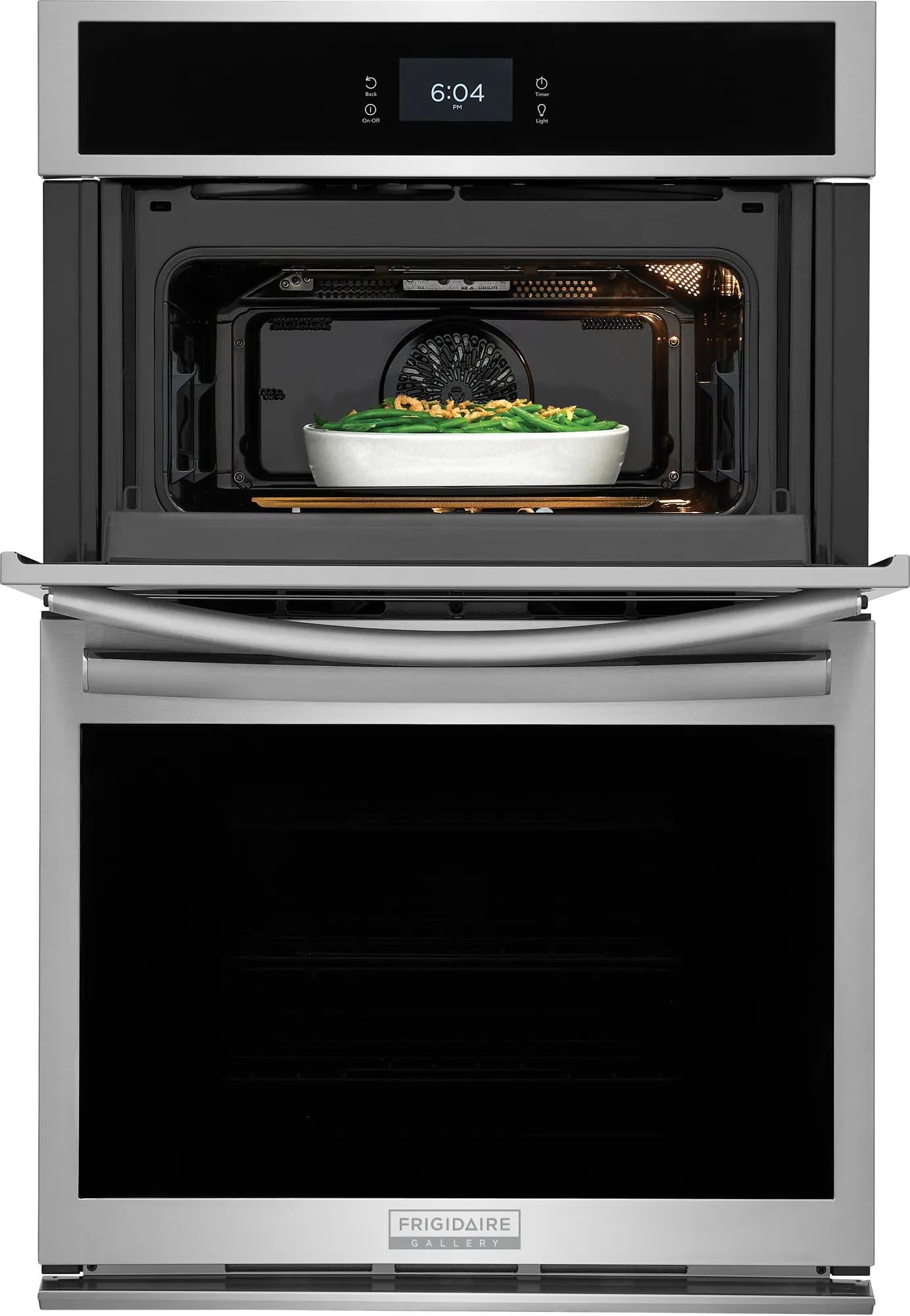 Stainless steel 27-inch electric wall oven and microwave combo with digital clock from Kitchen & Kitchenware collection