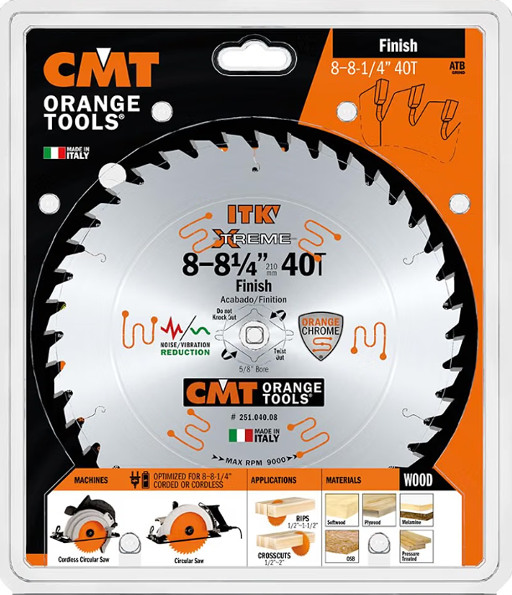CMT Orange Tools 8" 40T Zero Gravity Saw Blade