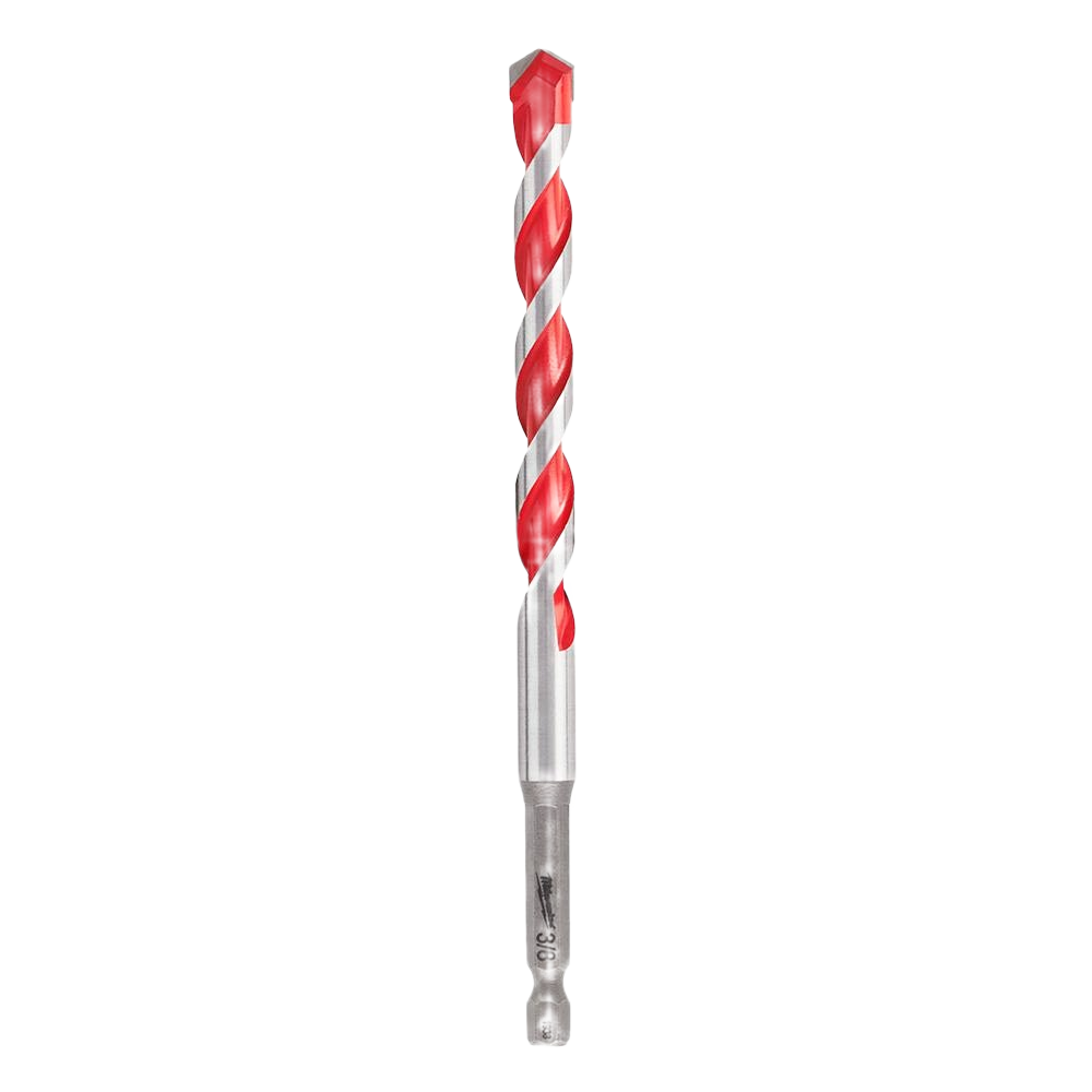 Carbide-tipped hammer drill bit with red and silver finish for precise concrete and masonry drilling in tool accessories collection