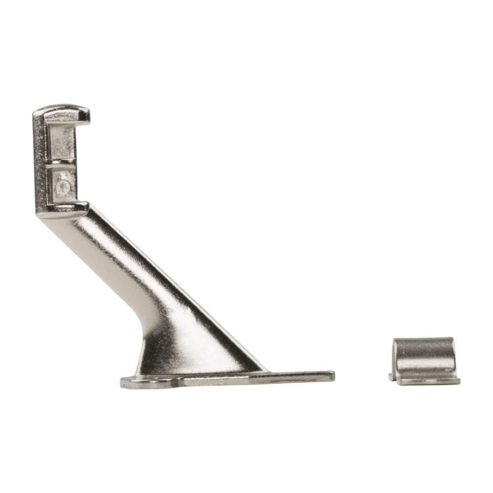 Satin nickel aluminum handrail bracket with mounting plate for stair railing support in shelving and home improvement collections