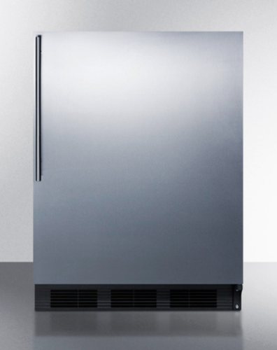 24" wide ADA-compliant stainless steel refrigerator-freezer with left-hand door swing in kitchen appliances collection