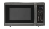 black and stainless steel mid-size 1.4 CF countertop microwave with digital control panel for kitchen appliances