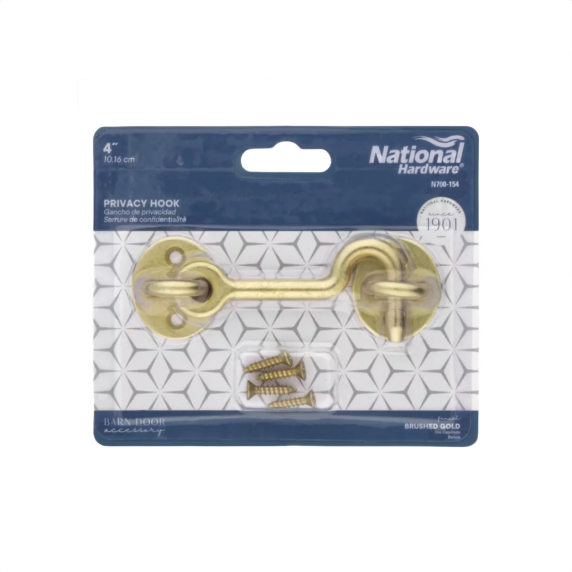 Matte brushed gold privacy hook with screws, door accessory for home improvement, doors & windows, under $50 collection
