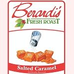 Packaging featuring Berardi's Salted Caramel Coffee Beans with caramel candies illustration and fresh roast branding