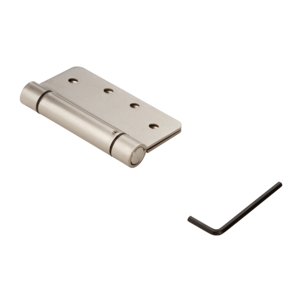 4-inch satin nickel spring door hinge with 1/4-inch radius and included hex key for door hardware projects under $50