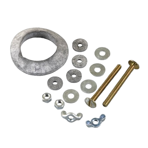 Universal toilet tank-to-bowl kit with brass bolts, washers, nuts, and rubber gaskets for plumbing repair parts under $50