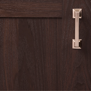Satin nickel cabinet pull with square mounts and clean lines on dark wood for furniture hardware and home improvement collections