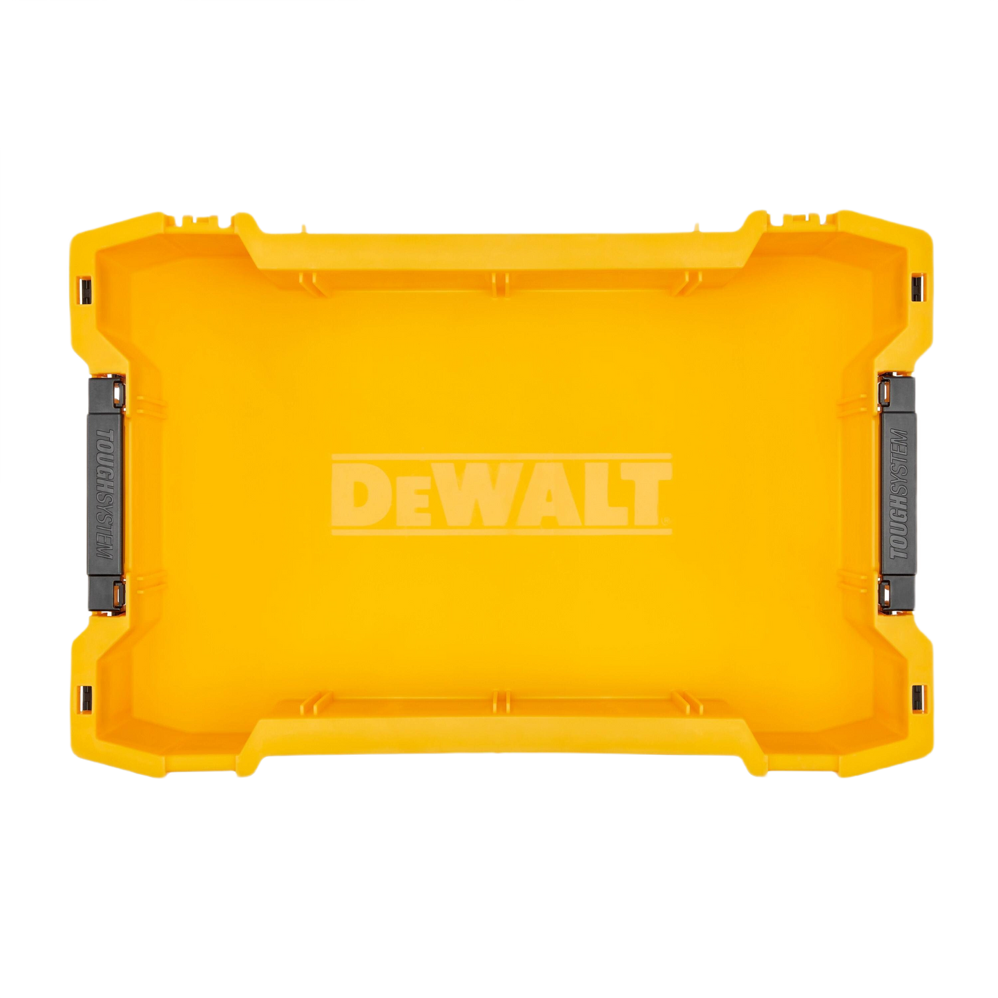 Yellow deep tool tray with black side handles for organized tool storage in workshops and jobsite settings