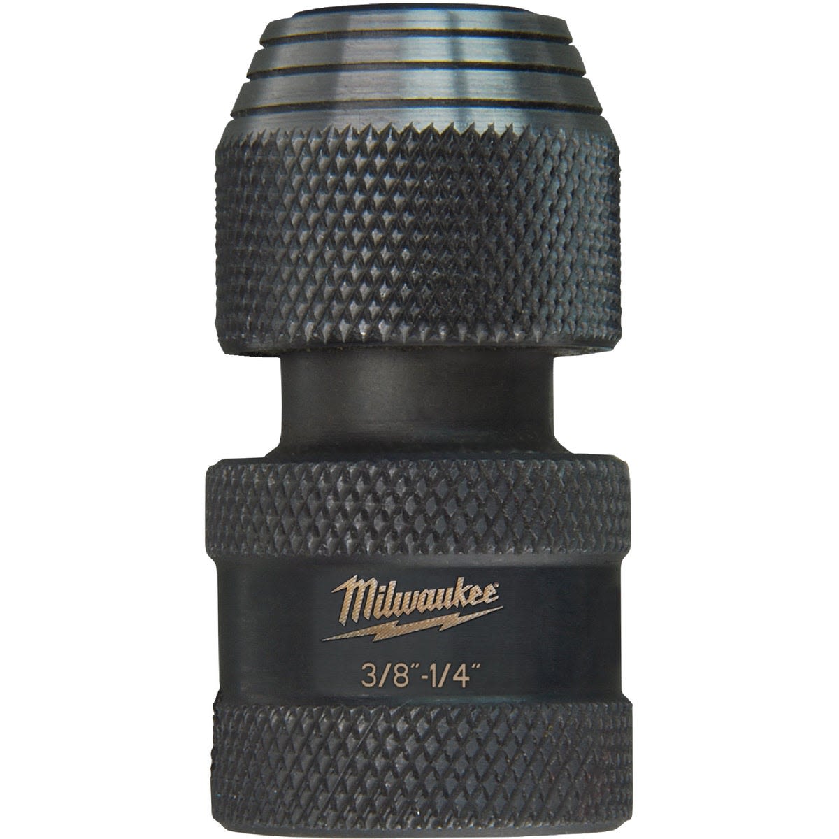 Black steel hex to square socket adapter with textured grip for power tool accessories in Tool Accessories collection