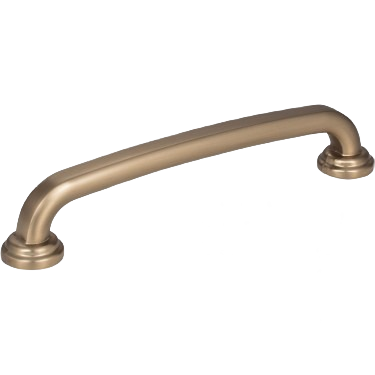 Satin bronze curved cabinet pull with detailed round bases for furniture hardware and home improvement projects