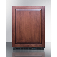 24-inch built-in beverage center with wooden panel door and front ventilation for kitchen and beverage appliances collections