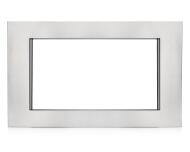 Stainless steel microwave trim kit with smooth finish for built-in installation, part of kitchen appliance accessories.