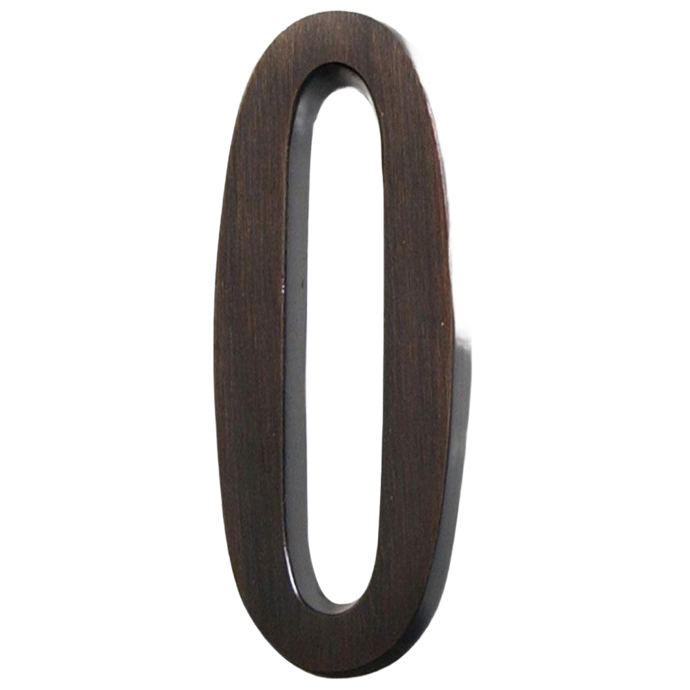 Bronze adhesive house number zero with a brushed finish for home improvement and address display.
