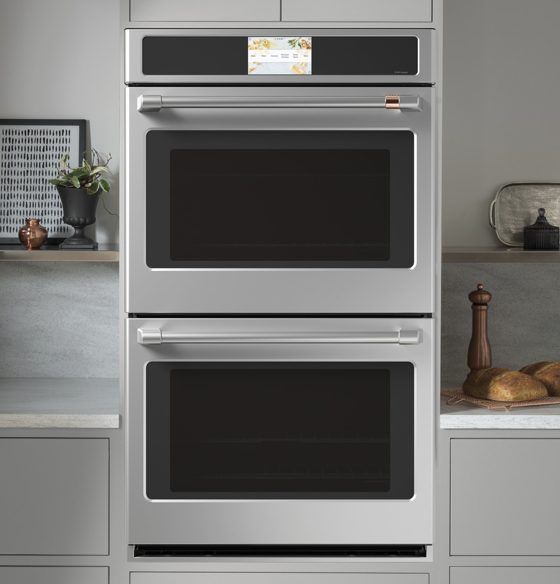 Stainless steel smart built-in convection double wall oven with touchscreen control in Double Wall Ovens collection
