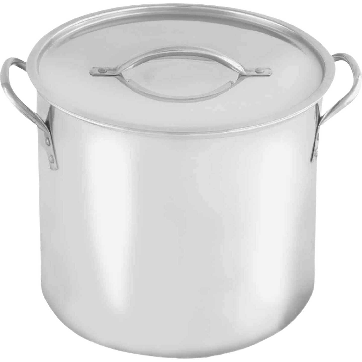 Polished stainless steel 12 quart stockpot with lid and handles for kitchenware and cookware collections under $100