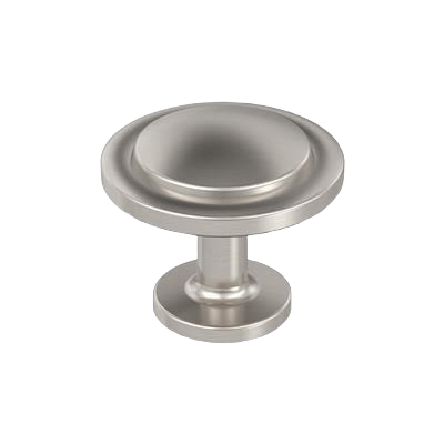 Satin nickel cabinet knob with a modern loop design for furniture hardware and home improvement projects