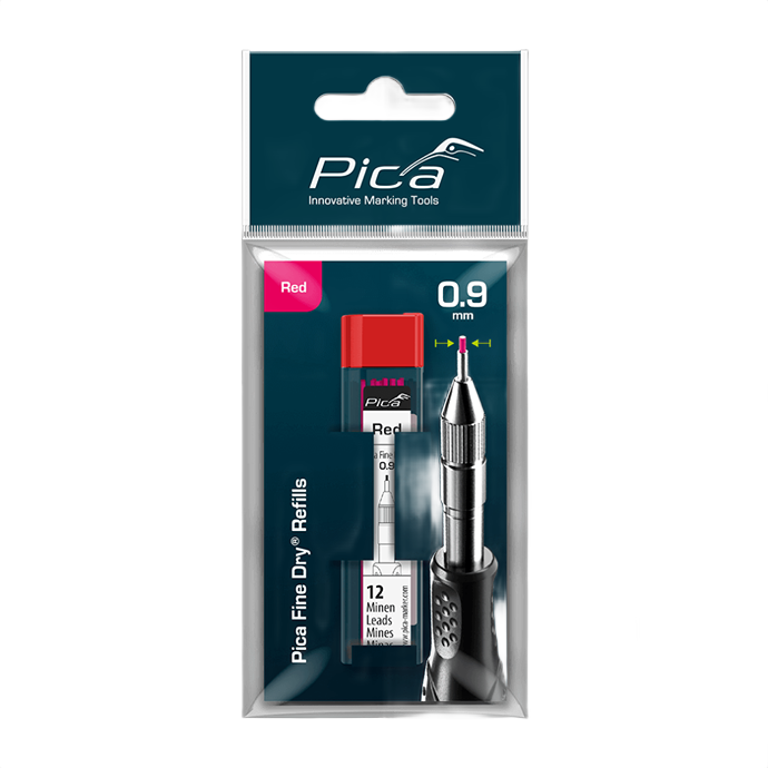 Set of 12 fine dry refill leads in red for precise marking, suitable for woodworking and measuring tools under $50 collection