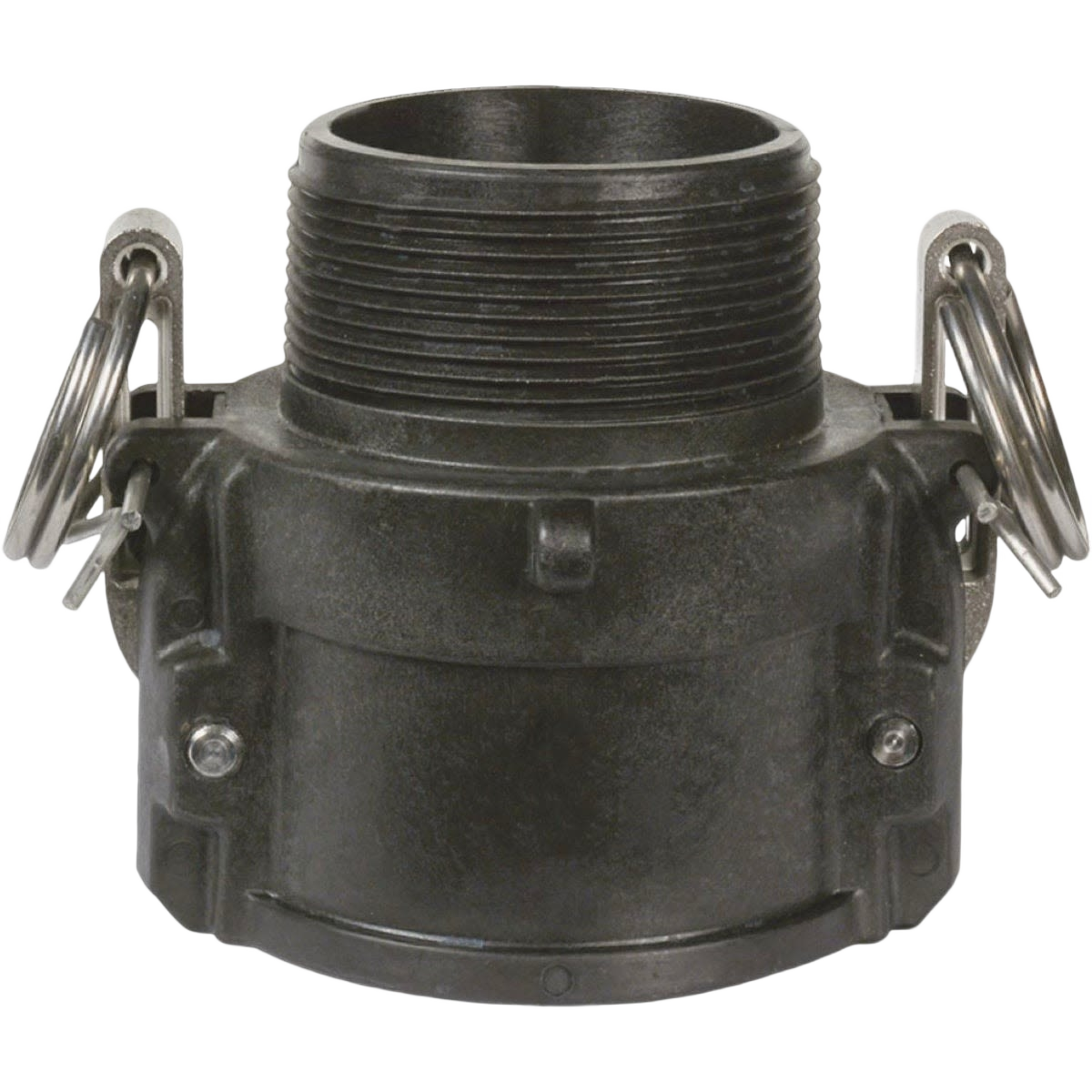 Black glass reinforced polypropylene female hose coupler with EPDM gasket, designed for tool and home improvement use.
