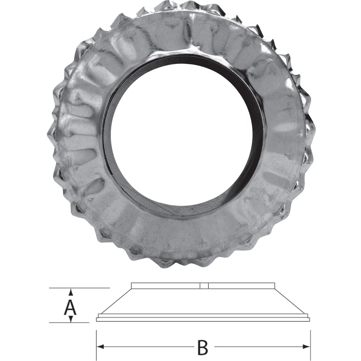 Galvanized metal storm collar with ribbed edge, part of plumbing and home improvement tools under $50 collection