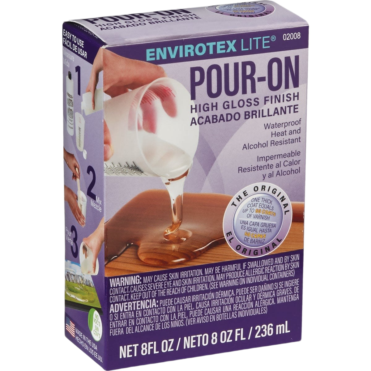Box of Envirotex Lite clear pour-on coating with high-gloss finish for wood sealing and home improvement projects under $50