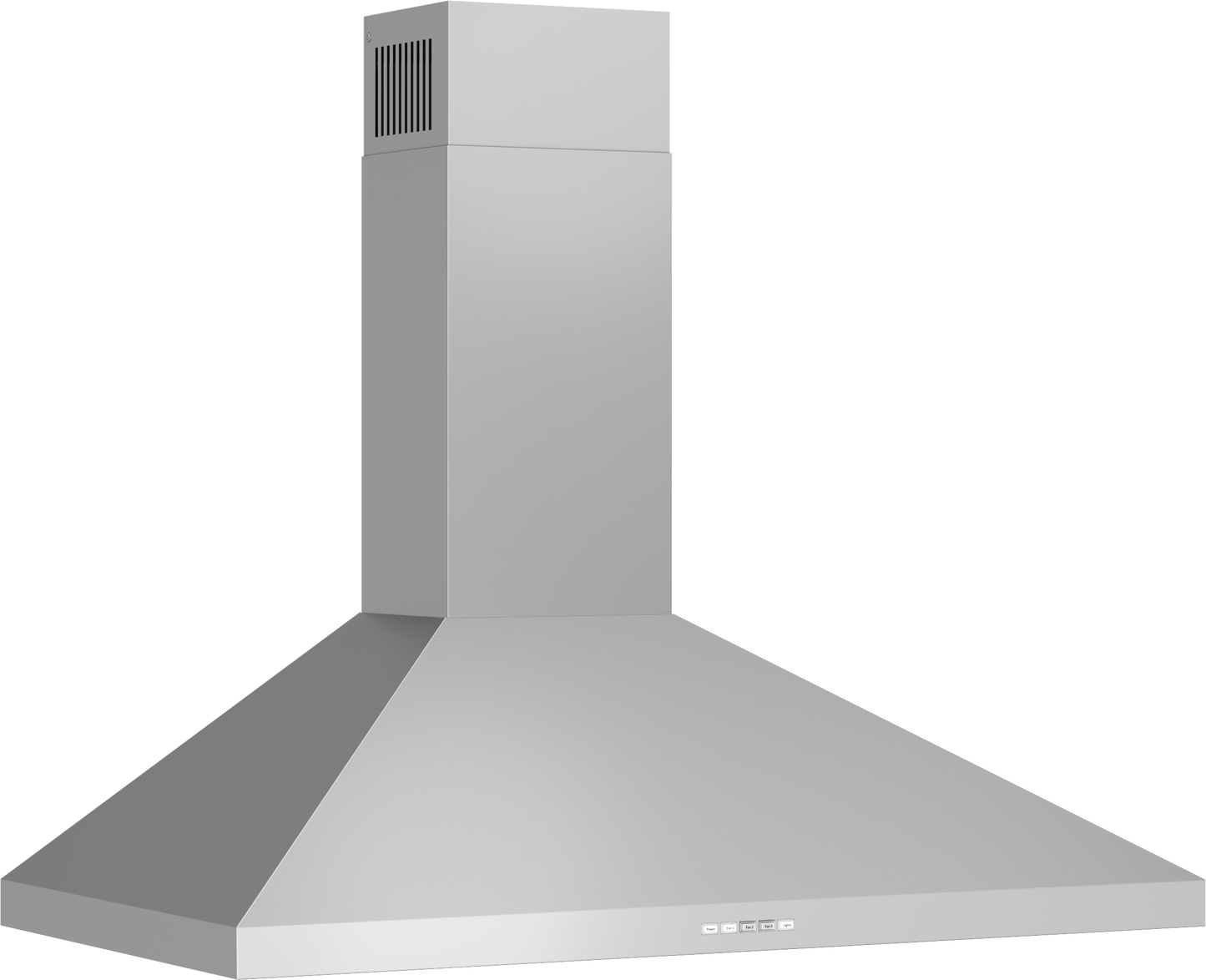 stainless steel chimney wall hood with pyramid design and vent for kitchen appliances and home improvement use