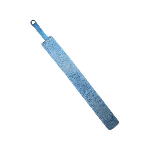 Blue cleaning wand with textured handle and removable microfiber sleeve for dusting in cleaning tools and home improvement collections