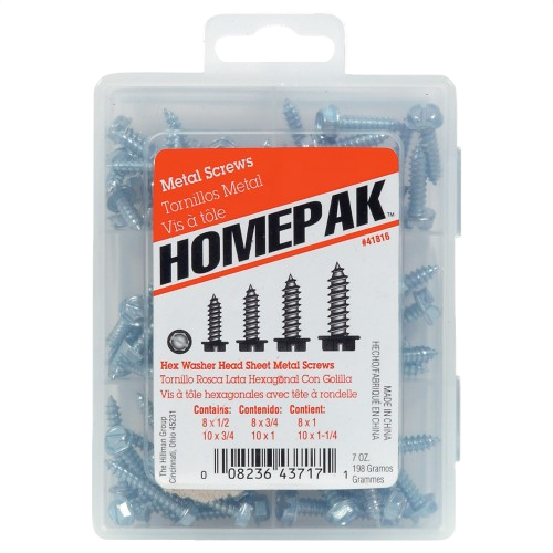 Plastic case with assorted zinc hex washer head sheet metal screws for home improvement fastening tasks under $50
