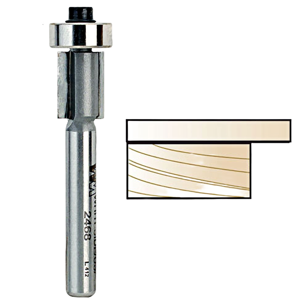Carbide-tipped overhang trim bit with two flutes for precise laminate trimming in power tool accessories under $50 collection