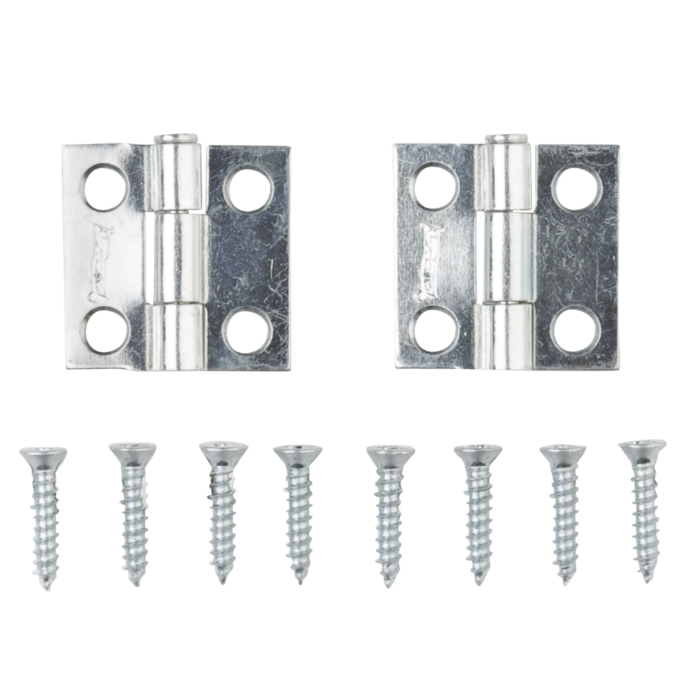 Two zinc loose-pin narrow hinges with matching screws for door hardware and home improvement projects under $50 collection