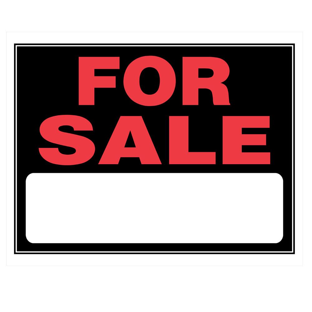 Black and red for sale sign with blank white space for custom information in hardware and home improvement collection
