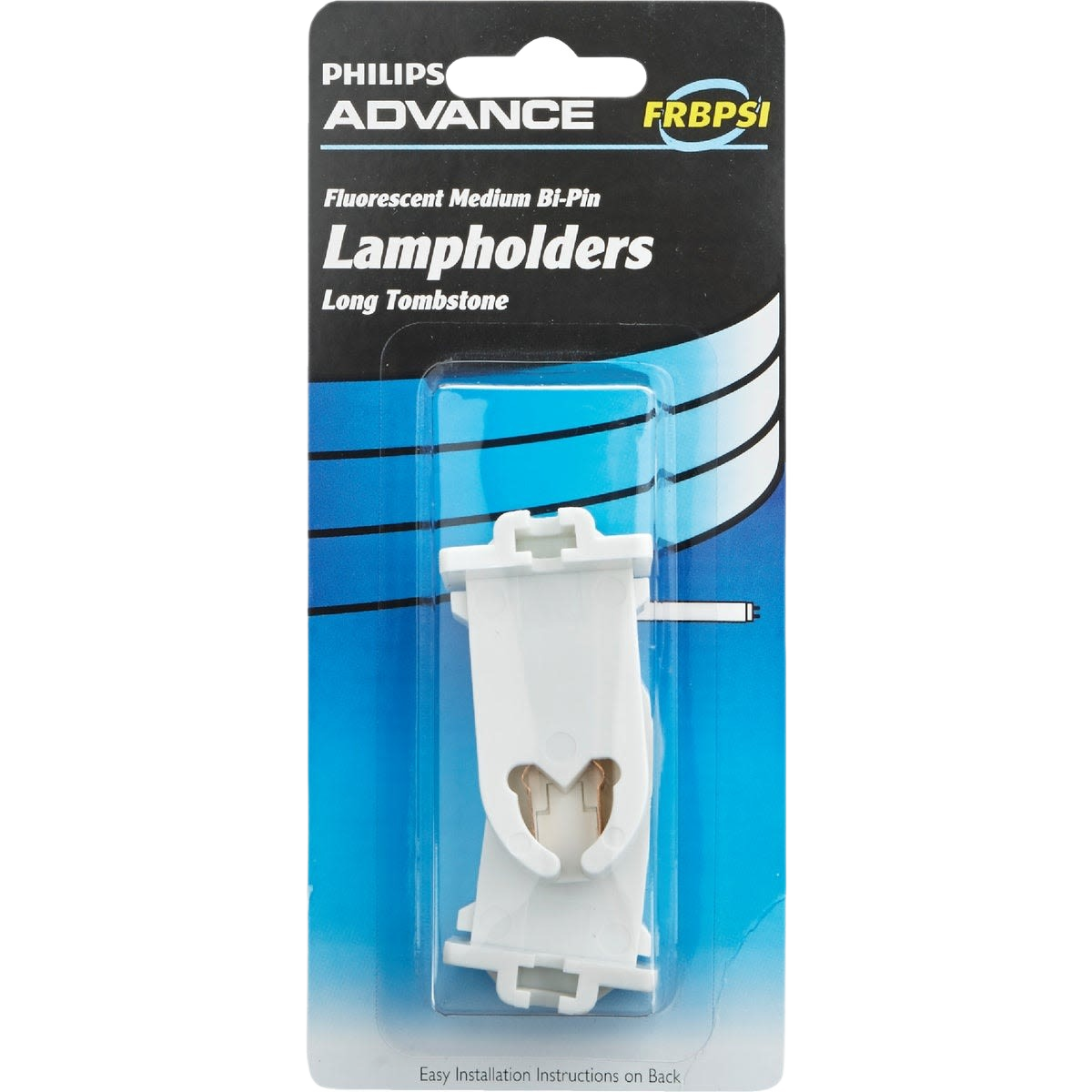 Pack of two white long tombstone lampholders for fluorescent medium bi-pin lamps in electrical and lighting accessories collection