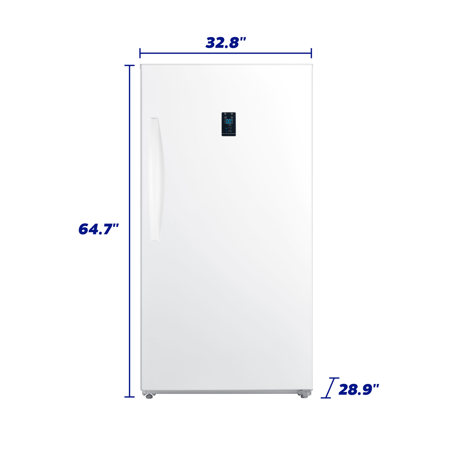 White upright convertible freezer with digital display and door handle in Appliances at Hartville Hardware