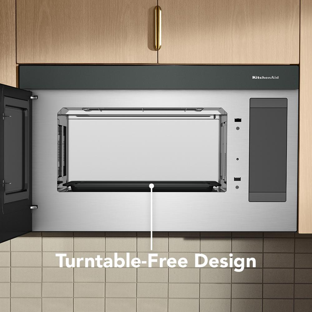 KitchenAid multifunction over-the-range microwave with flush built-in design and turntable-free interior cooking space