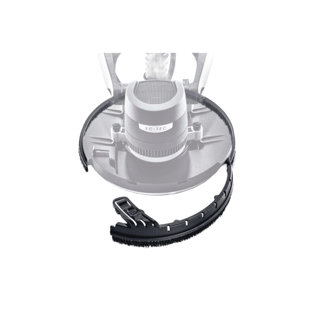 Drywall sander with detachable brush strip accessory for smooth surface finishing in home improvement projects
