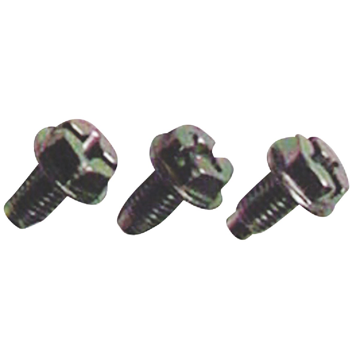 Set of three metal grounding screws with round washer heads for electrical projects and home improvement use under $50 collection