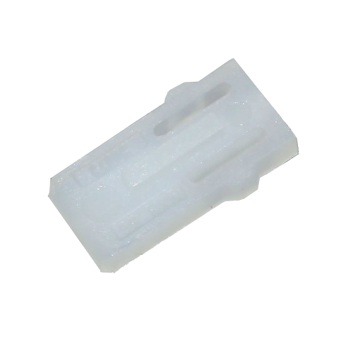 White plastic electrical connector assembly part for John Deere machinery in parts and lubricants collection