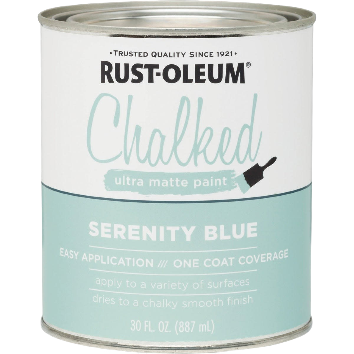 Rust-Oleum Serenity Blue chalked ultra matte paint can for specialty paint and home improvement collections under $50