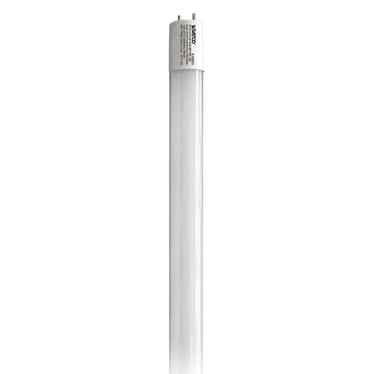 Energy-efficient LED T8 tube light with medium bi-pin base, emitting natural daylight color for home improvement lighting.